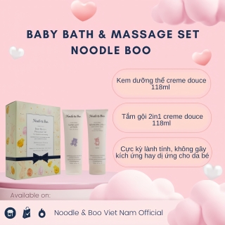 Bộ sản phẩm Newborn 2in1 tắm gội và kem dưỡng Baby Bath & Massage Noodle Boo cho bé từ sơ sinh